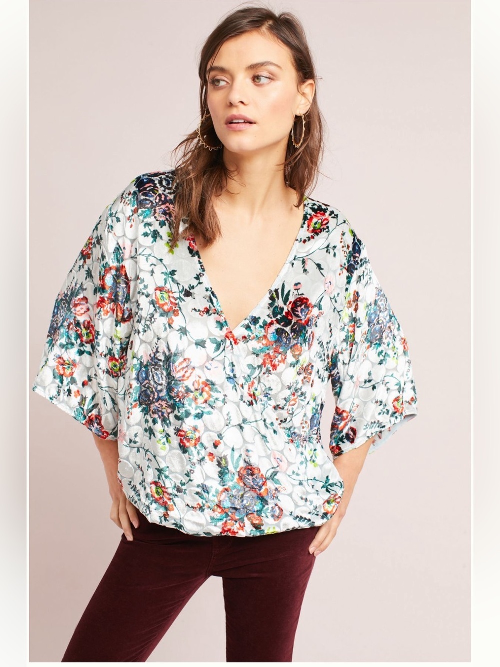 Anthropologie Maeve Umi velvet wrap top sz med